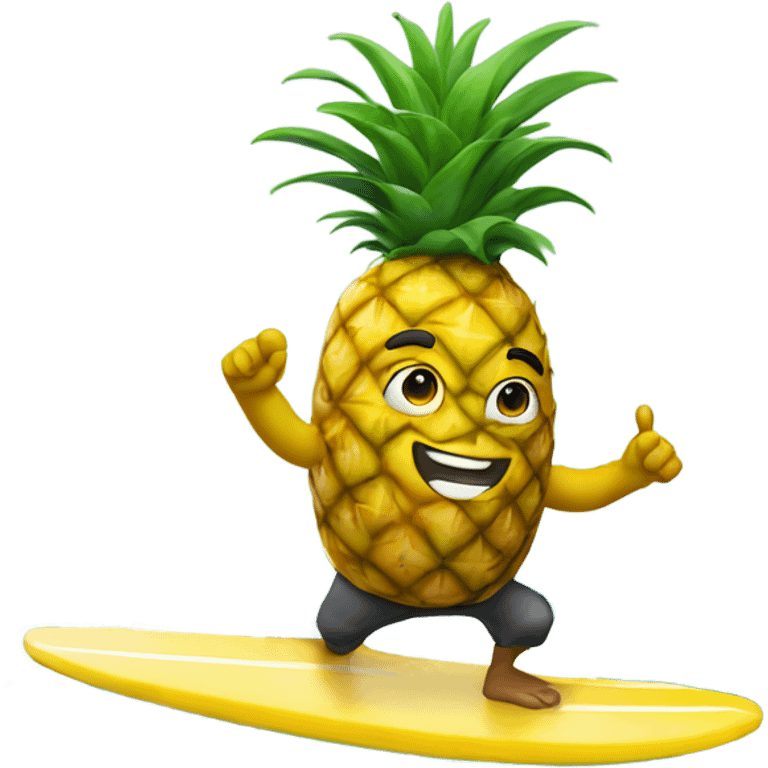 Pineapple surfing with a Shaka emoji