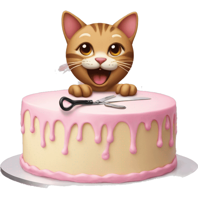 A cat with cutting cake  emoji