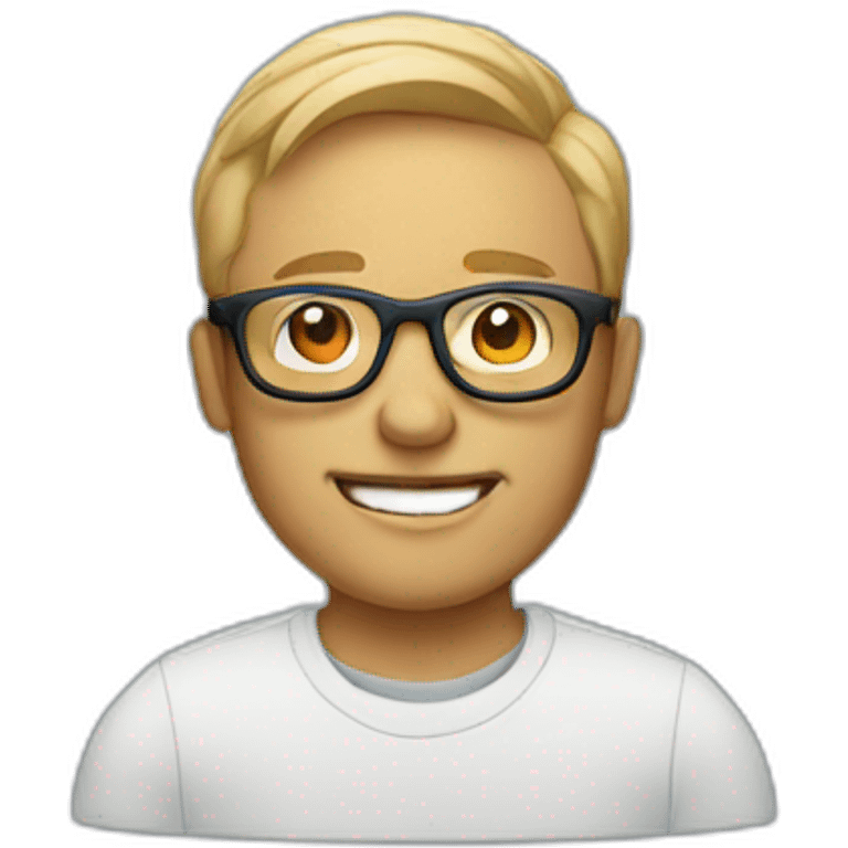 A man with a MacBook with glasses emoji