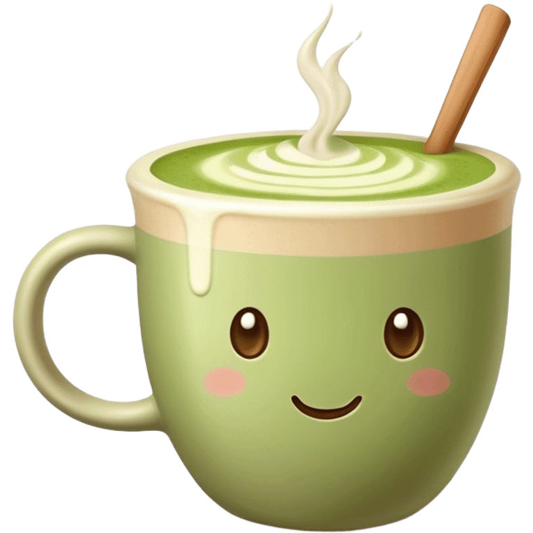 realistic Matcha latte in realistic beige colored mug emoji