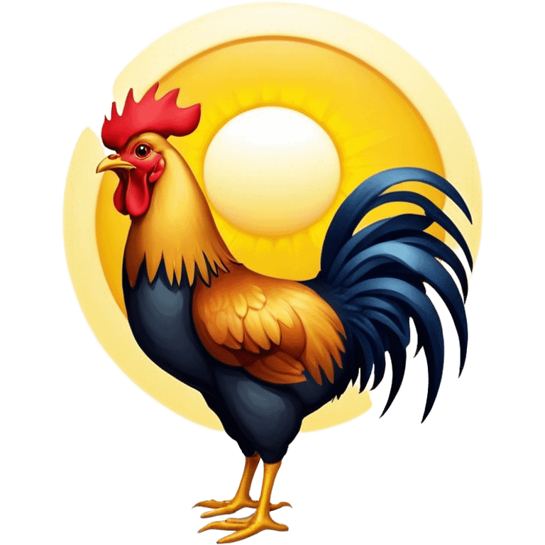 Rooster with sun in background  emoji