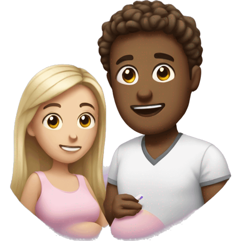 couple looking at pregnancy test emoji