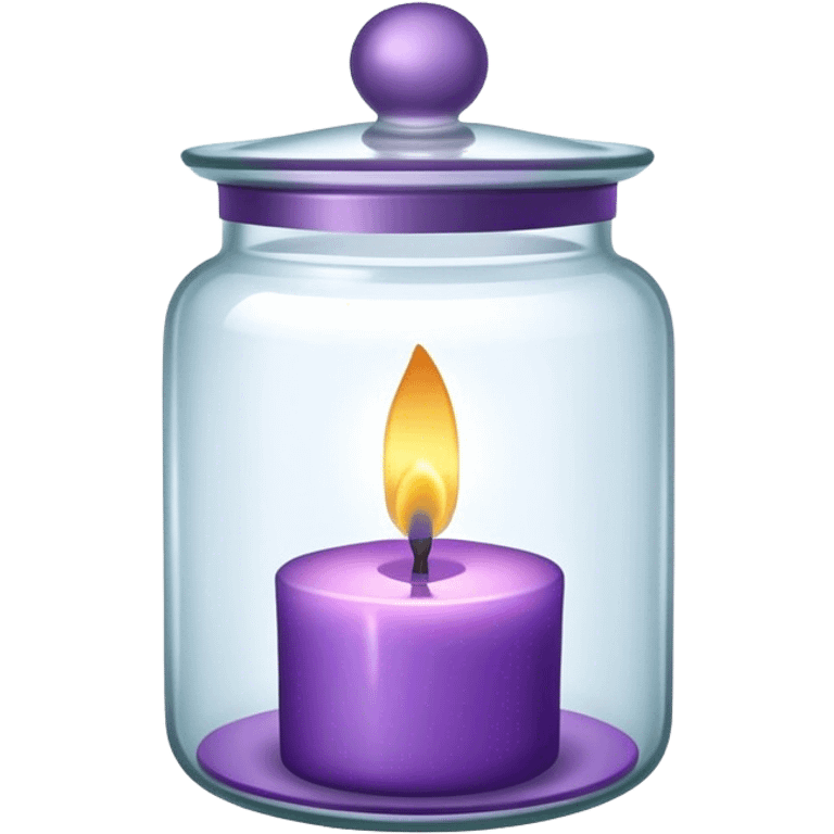 Purple candle in a glass jar with a glass cover emoji