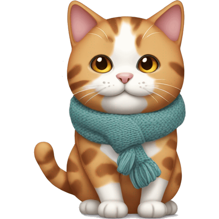 Fat Calico cat wearing a knit scarf emoji