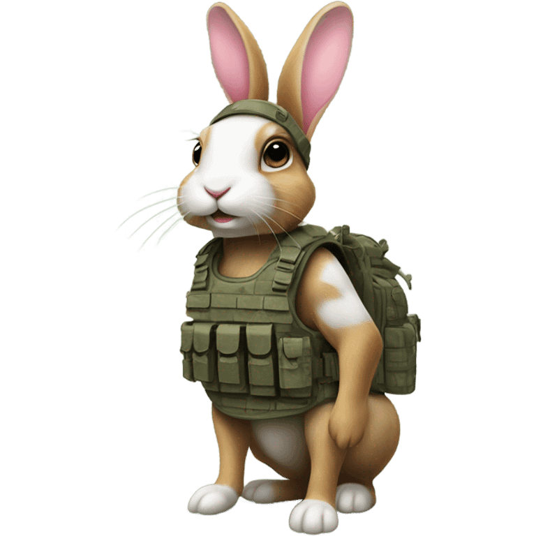 bunny rabbit with army gear emoji