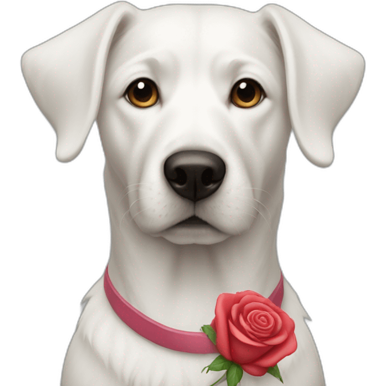 white dog with rose nose emoji