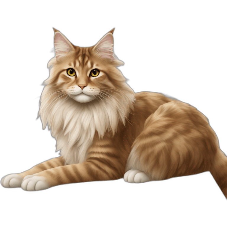 Gigi hadid as a Maine coon cat on an IKEA desk emoji