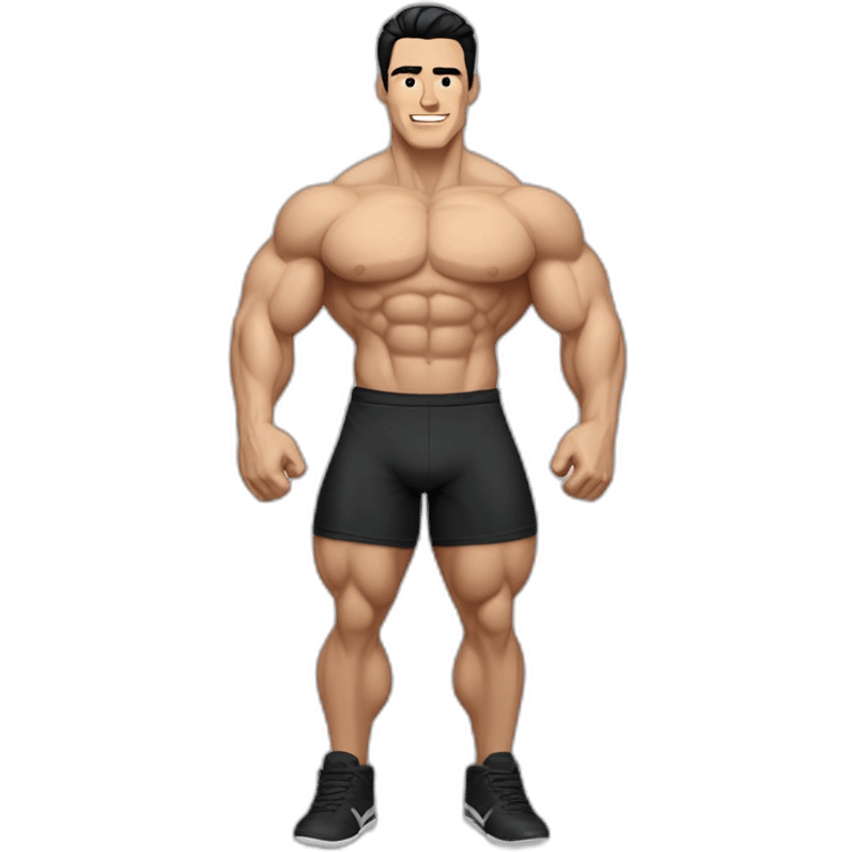 caucasian male bodybuilder black hair black sneakers emoji