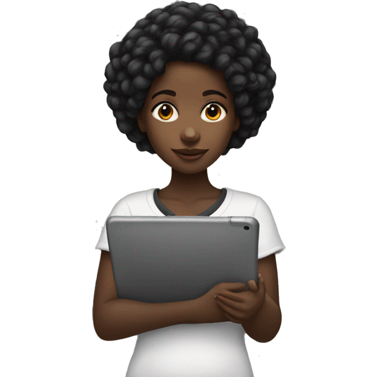 balck girl with ipad emoji