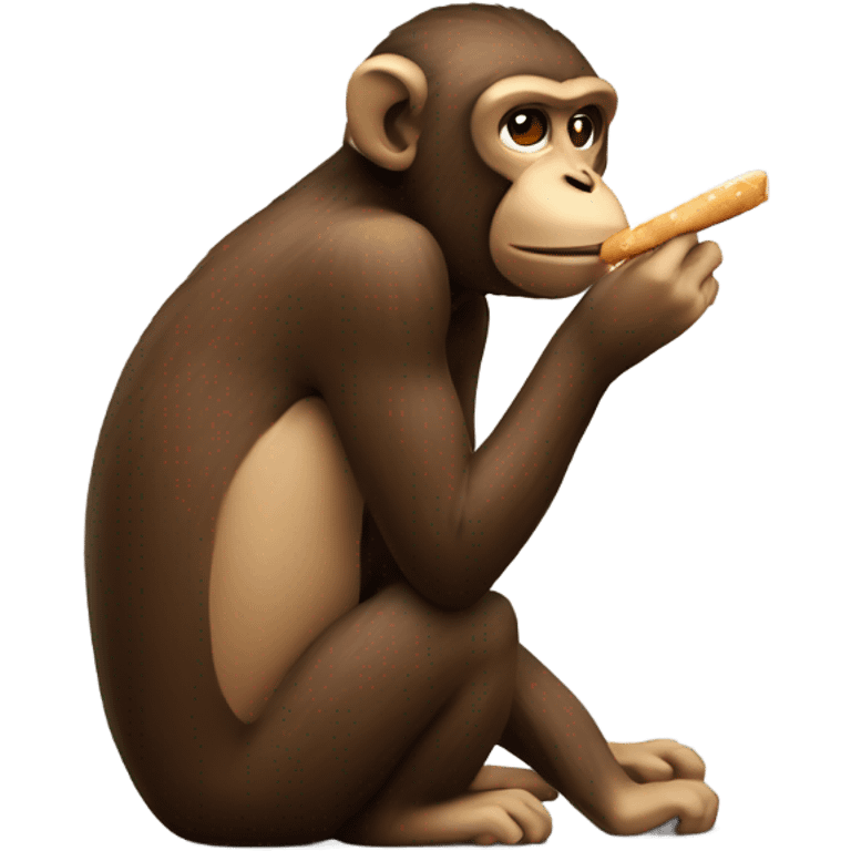 Monkey with baguette smoking  emoji