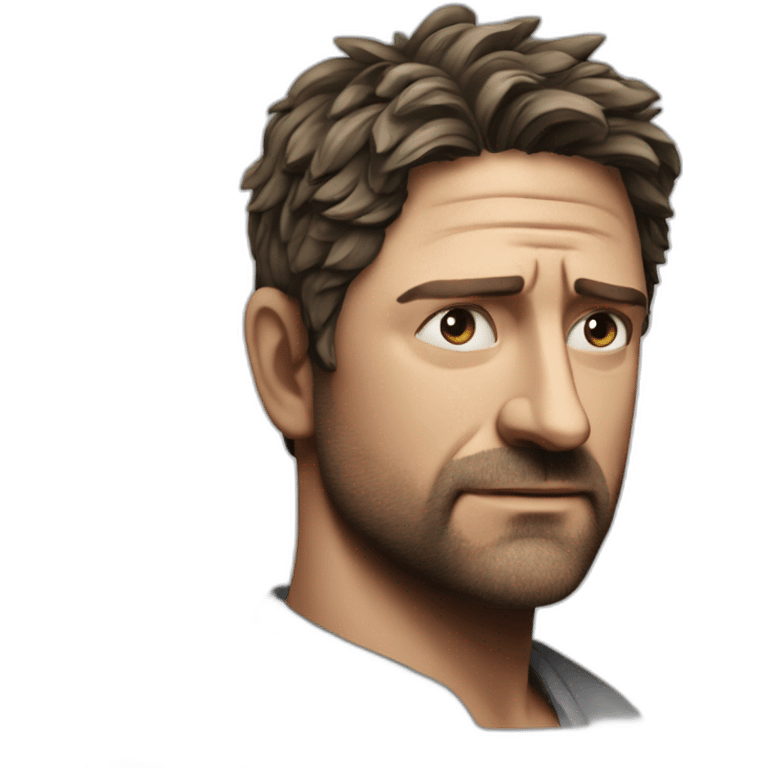 actor gerard butler serious cartoon wearing henley emoji