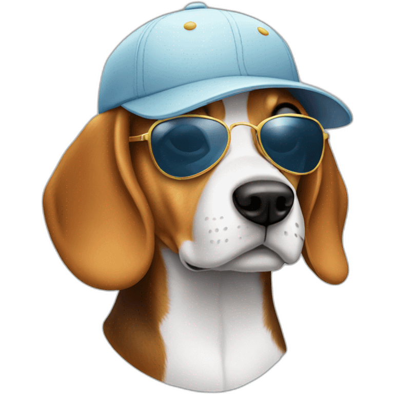 Beagle with baseball cap and aviator sunglasses emoji