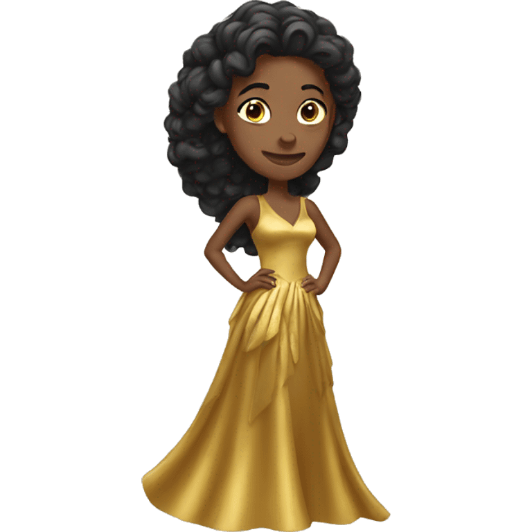 woman with long gold dress emoji