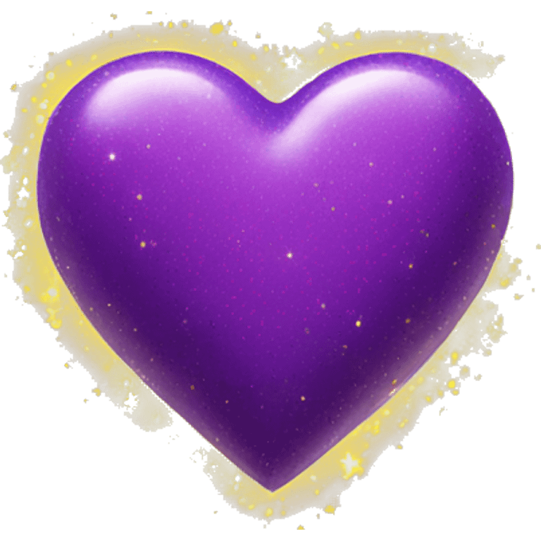 Purple love heart with yellow sparkles emoji