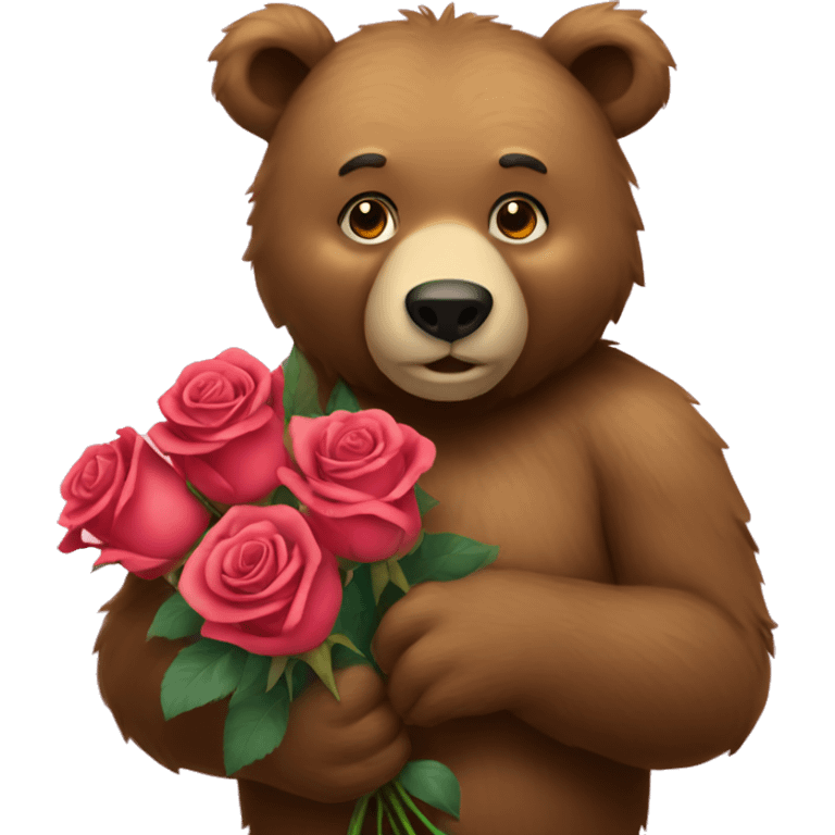 bear holding roses emoji