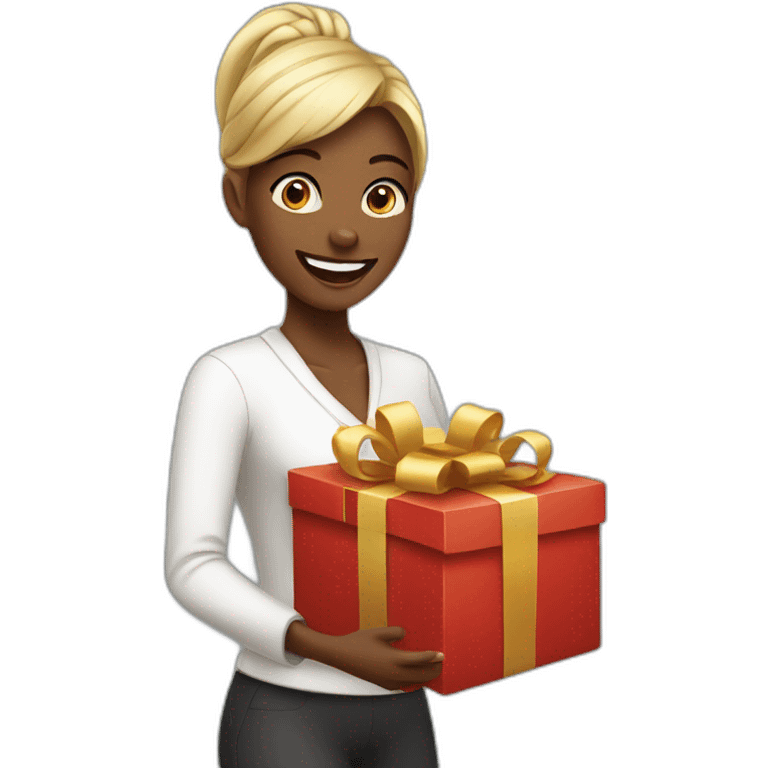 happy woman opening gift emoji