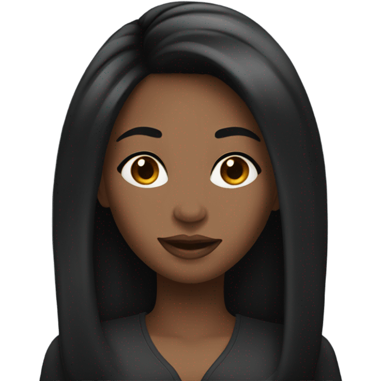 black woman with black long hair and a nice top emoji