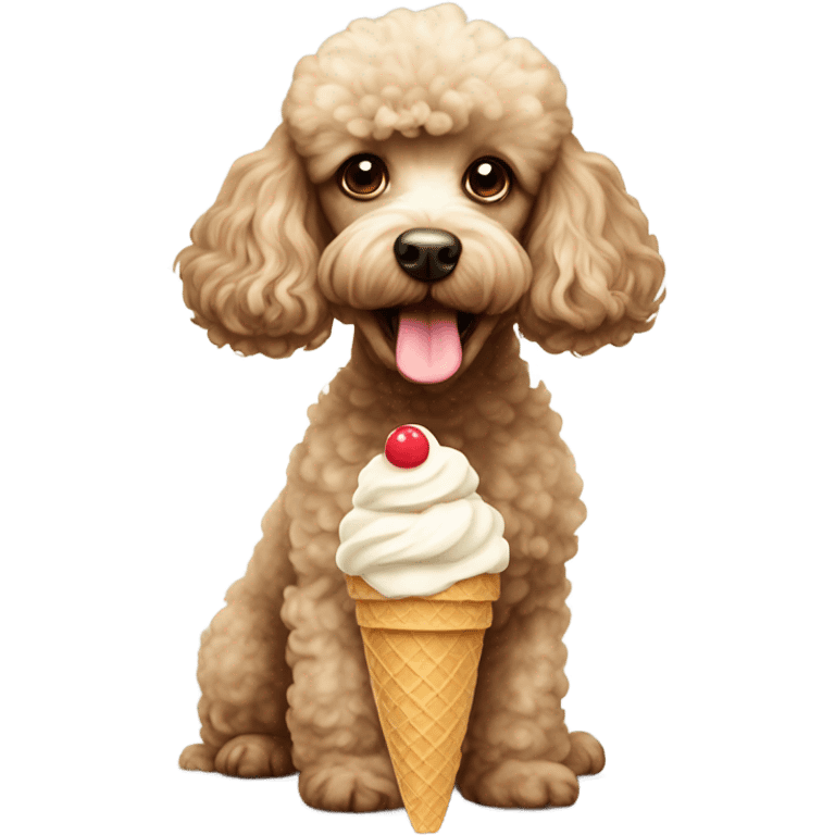 Scottish poodle eating ice cream emoji