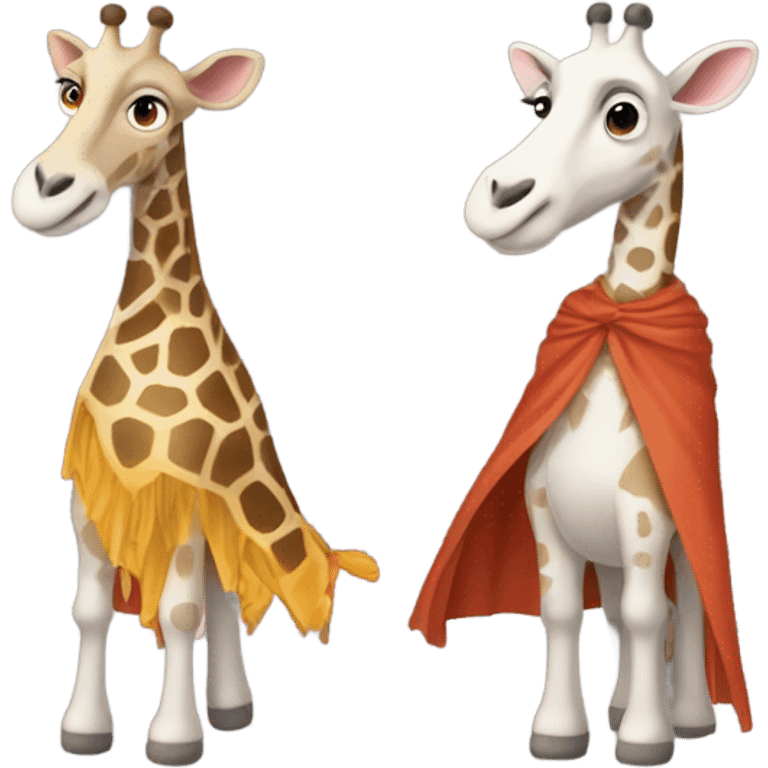 Une girafe stylisée et mignonne, avec un look de super-héroïne. Elle porte une cape flottante emoji