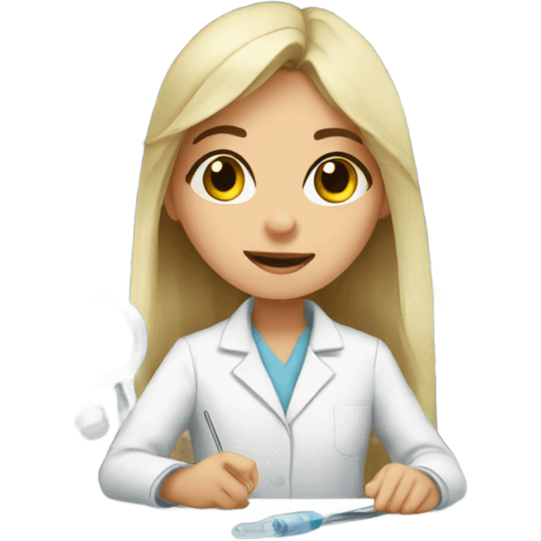 European girl in the laboratory emoji