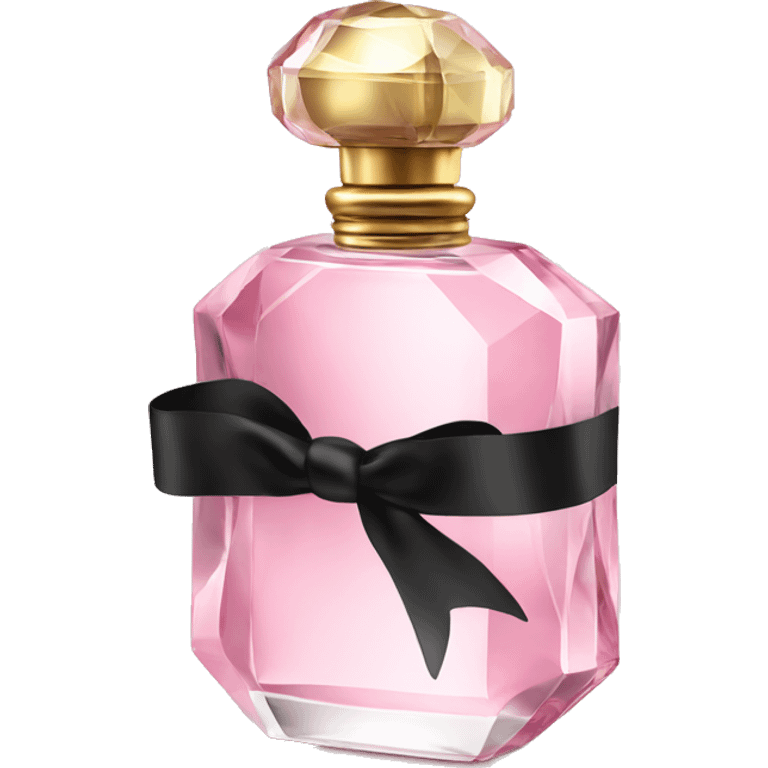 light pink crystal perfume bottle with black ribbon display emoji