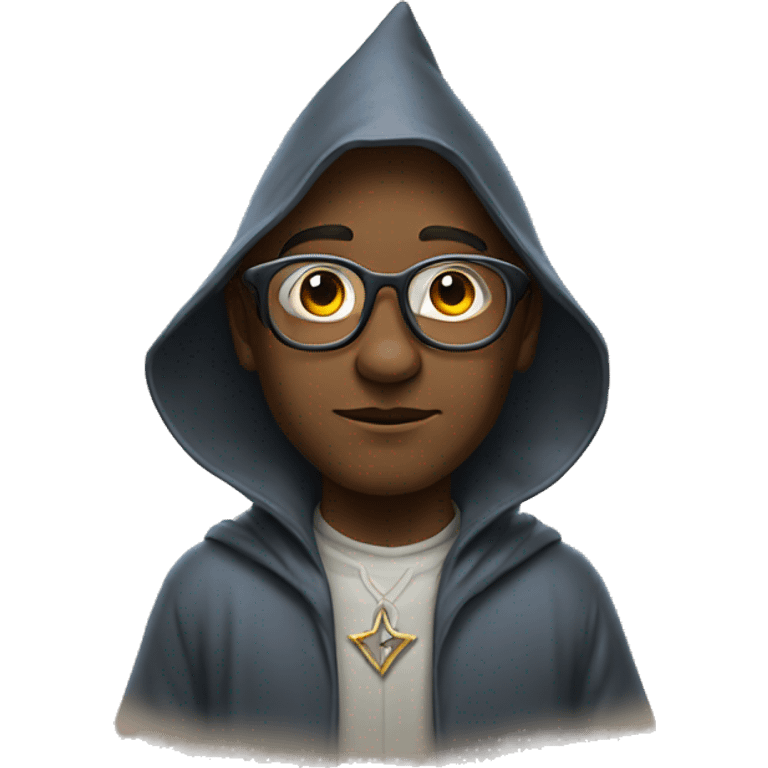 a young wizard wearing glas with lighting  glasseses emoji