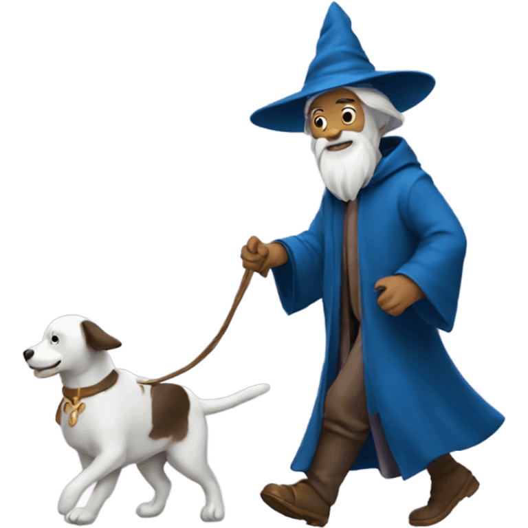 Wizard walking a dog emoji