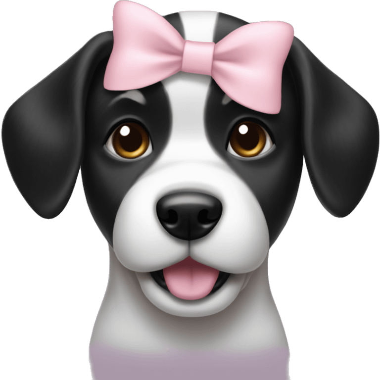 Black and white dog with a light pink bow emoji