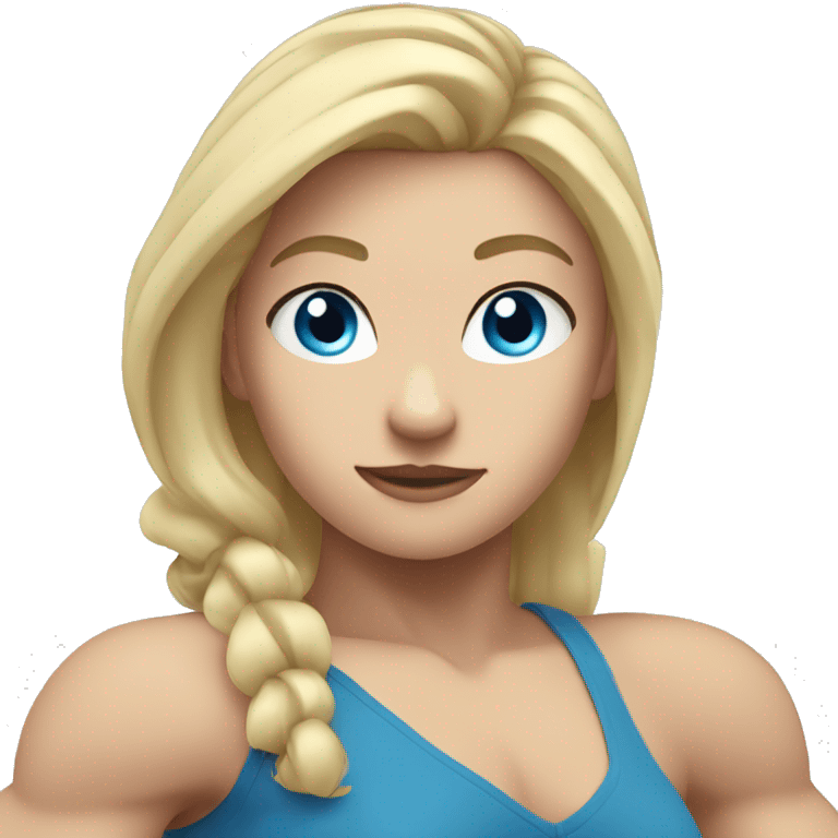 girl flexing arms blonde hair blue eyes white skin emoji