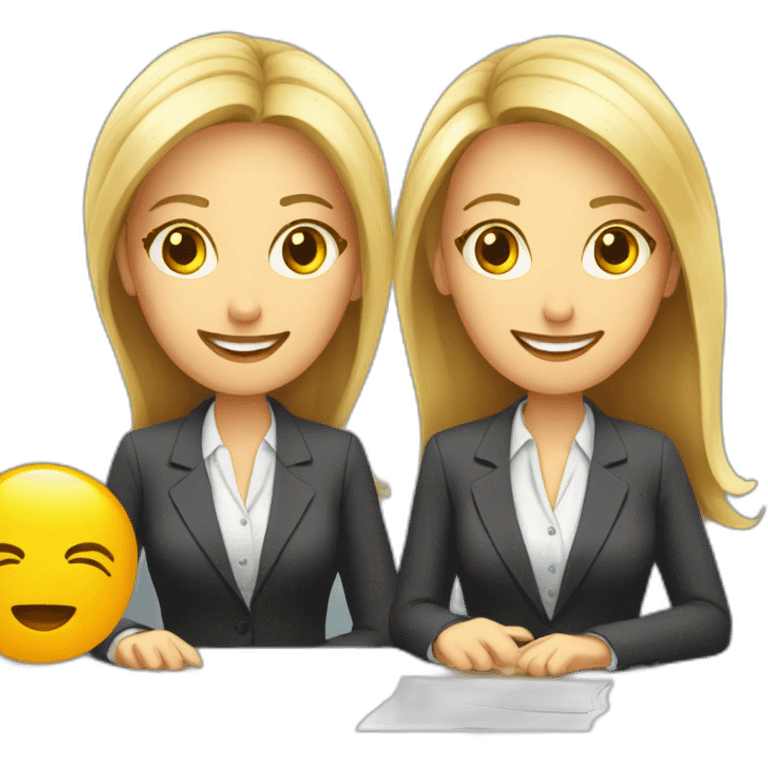 two white business women hr department on table emoji