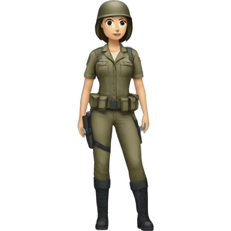 White, brunette Female soldier in 2024 fashion trends Walking: emoji