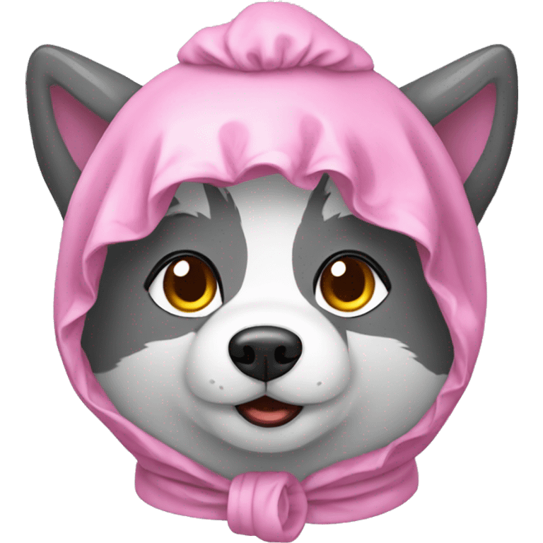 Cute little Chubby Wolf with shower cap emoji