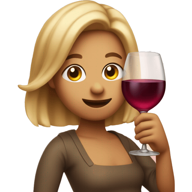 A tipsy ❤️ emoji holding a wine bottle, looking off-balance in a soft, dreamy blur emoji