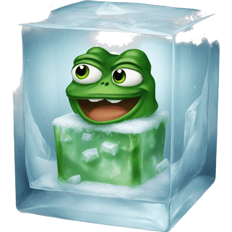 pepe the frog inside an icecube emoji