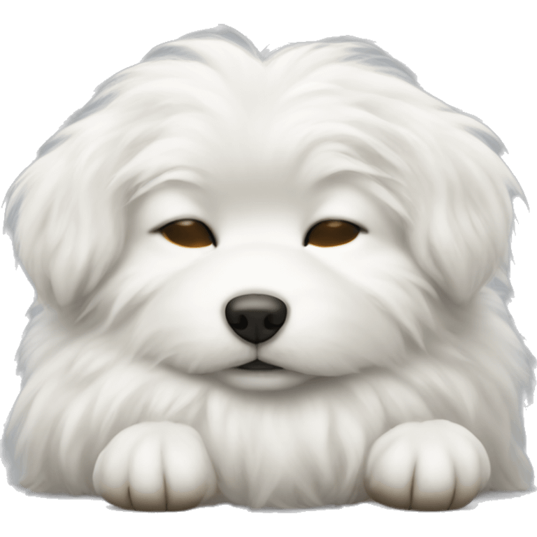 Fluffy white dog sleeping  emoji