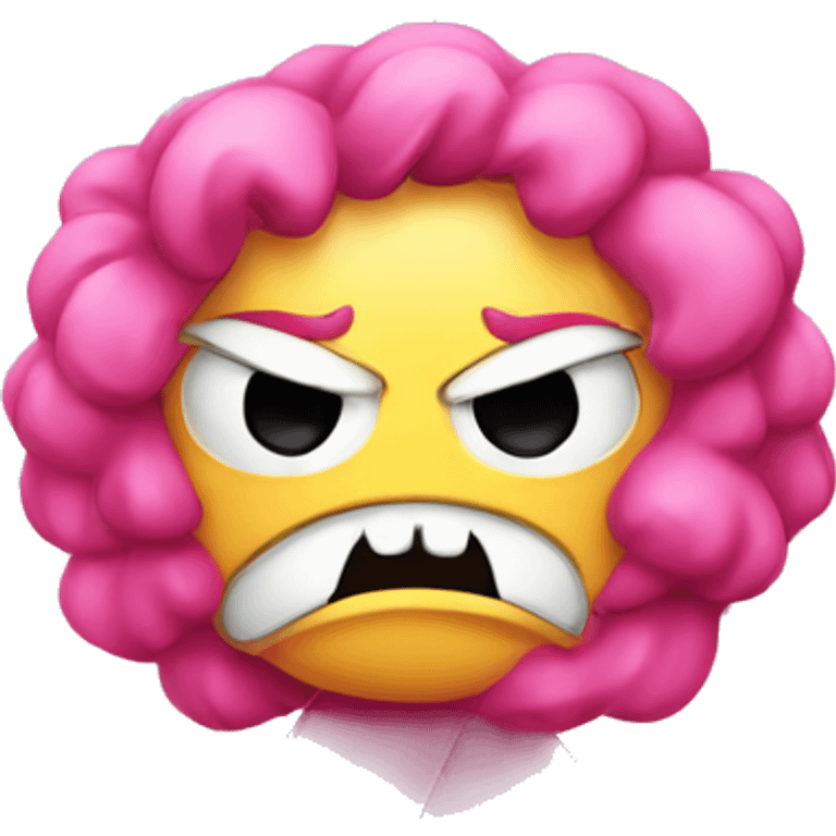 Angry face with pink ribbon emoji