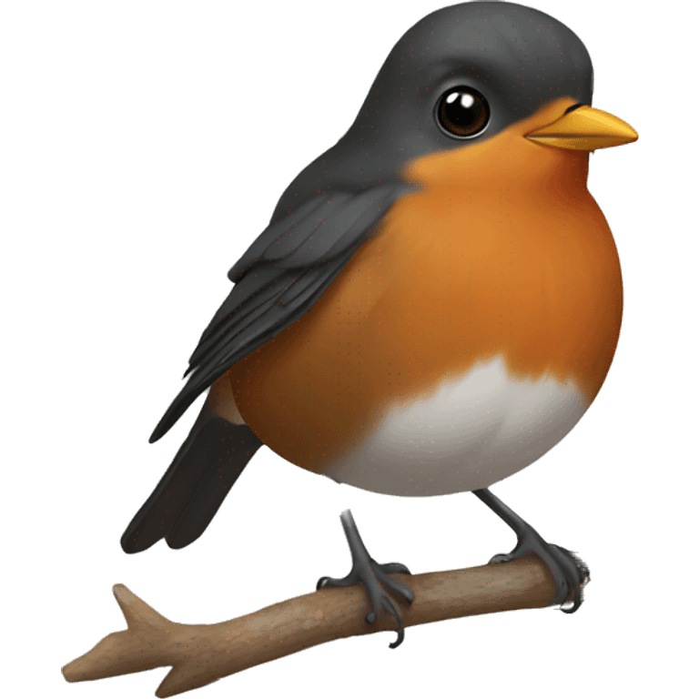 European robin with black hoodie emoji