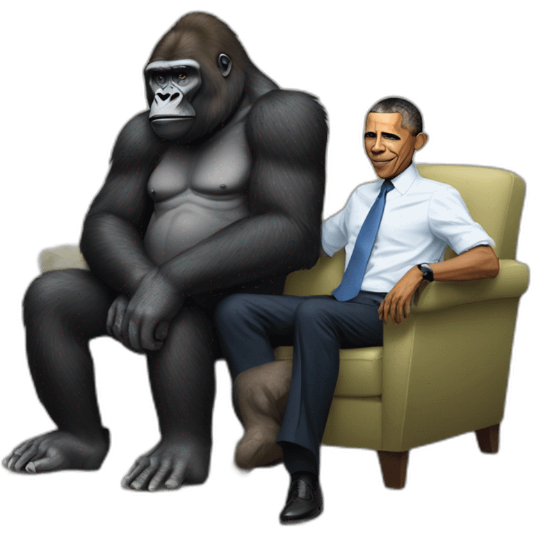 Gorilla chilling with Barack Obama emoji