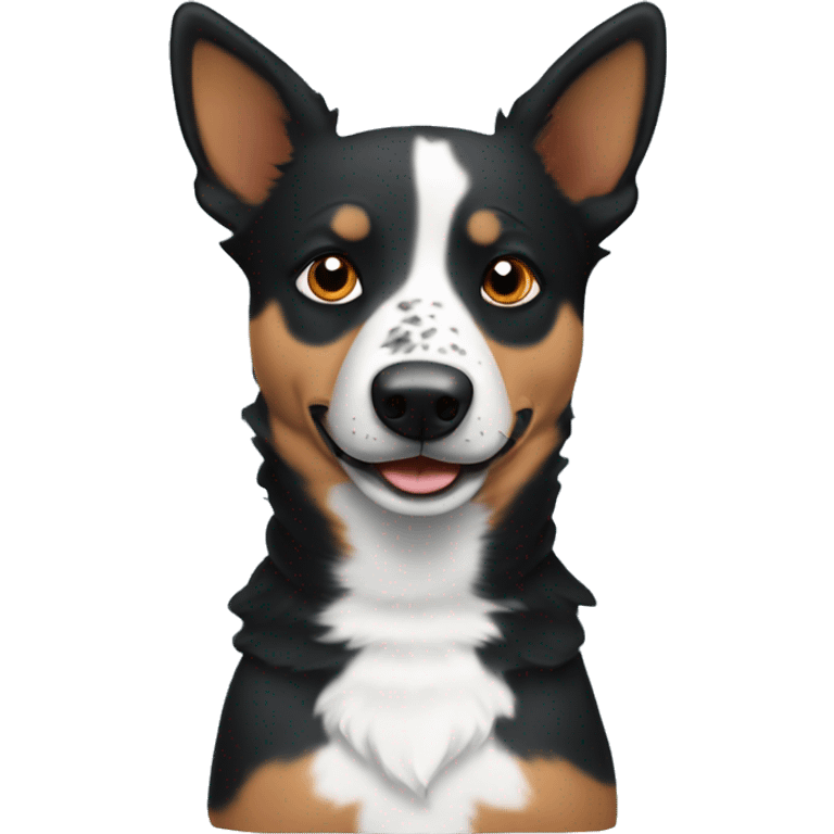 Blue heeler with one black eyebrow emoji