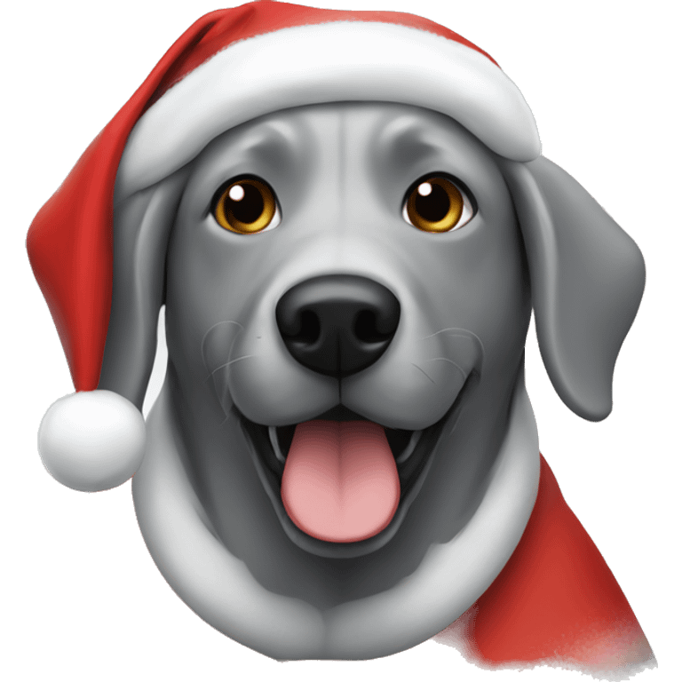 Grey dog with Santa emoji