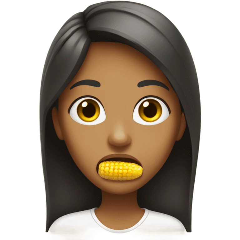 A girl with a corn in mouth emoji