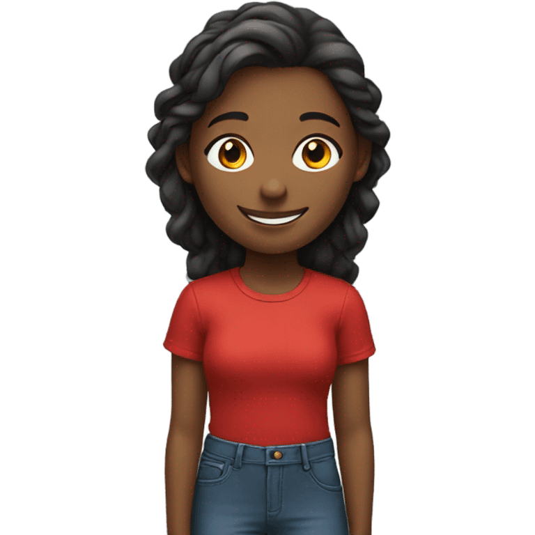 smiling girl in red shirt emoji