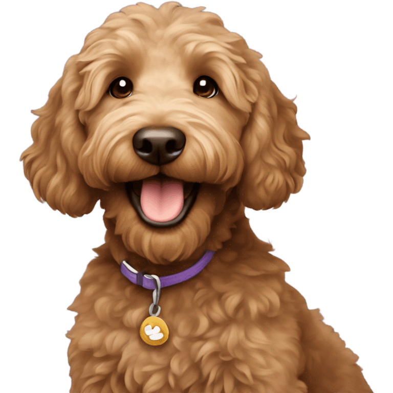 Brown Goldendoodle smiling emoji