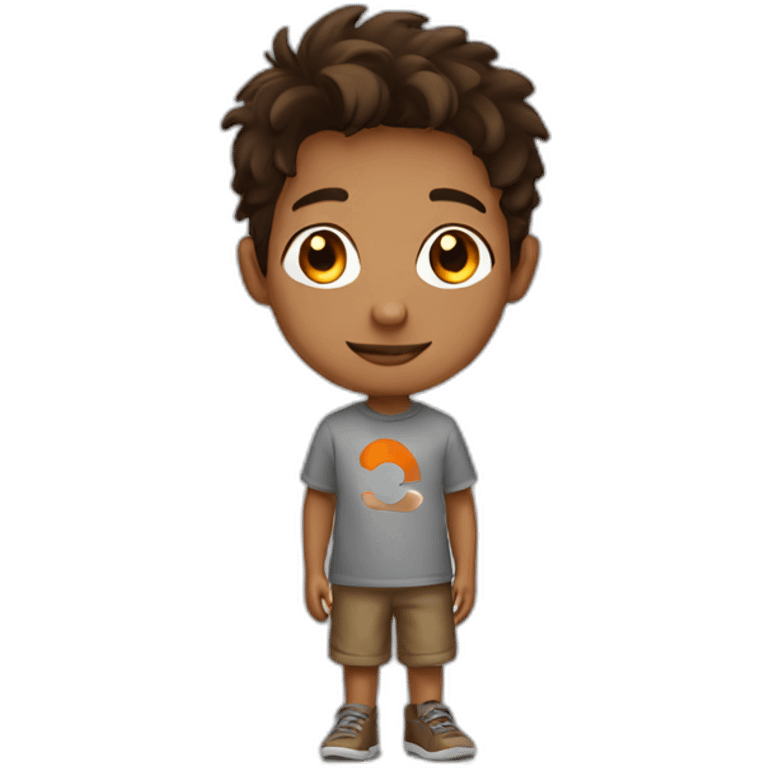 brown haired boy with ubuntu shirt emoji