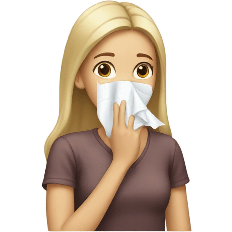 Girl blowing her nose emoji