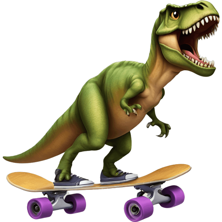 T-Rex on a skate boarded  emoji