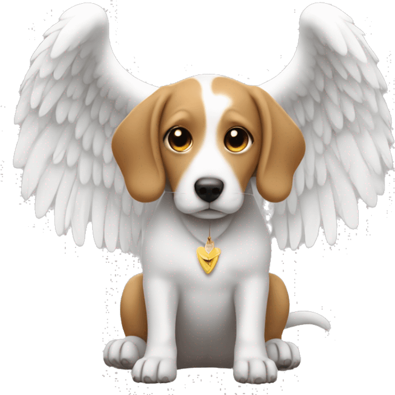 a dog with angel wings with a woman emoji