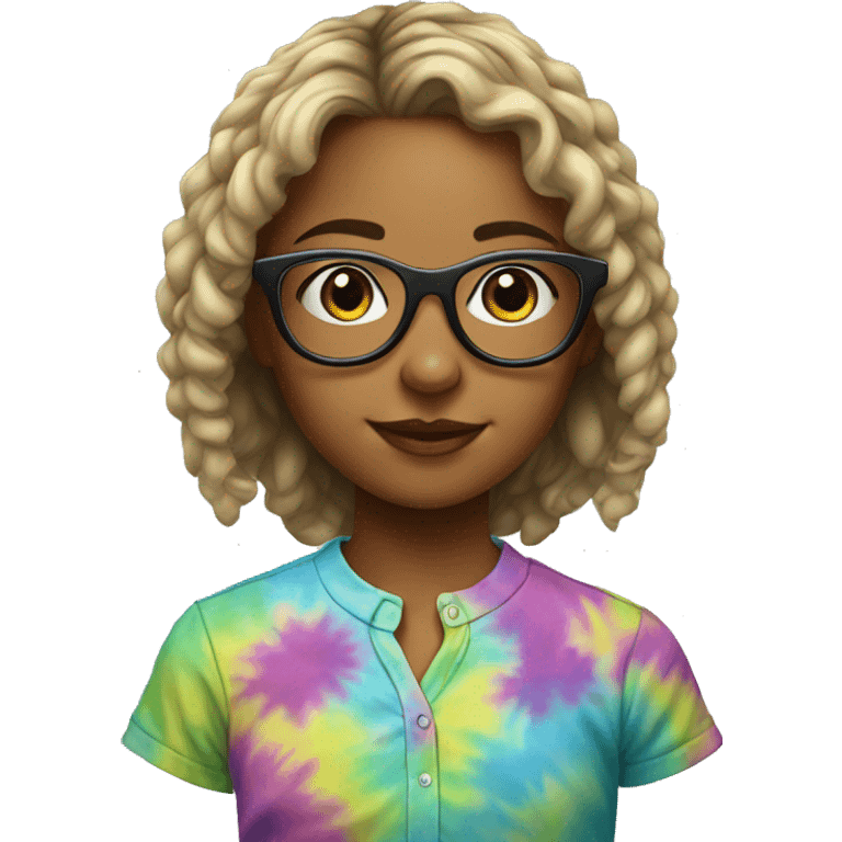 Young Garden girl with glasses and tie-dye shirt emoji