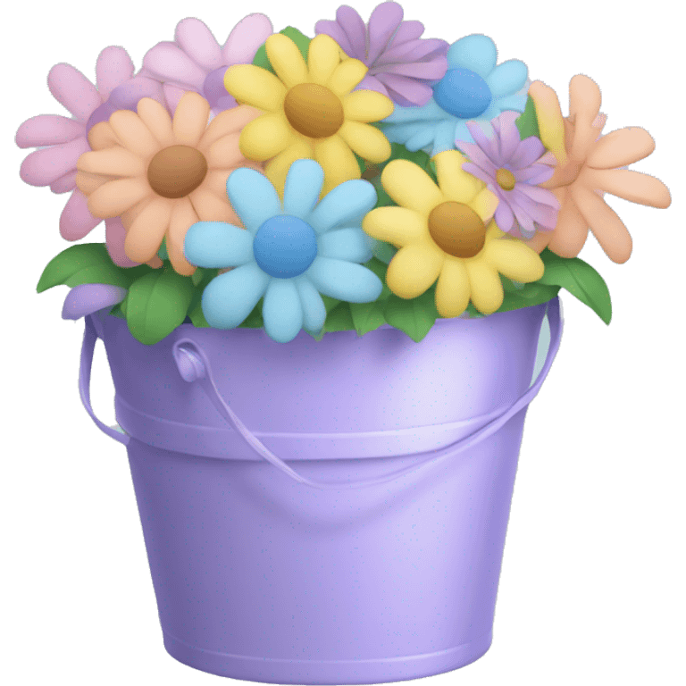 Bucket of pastel coloured flowers  emoji