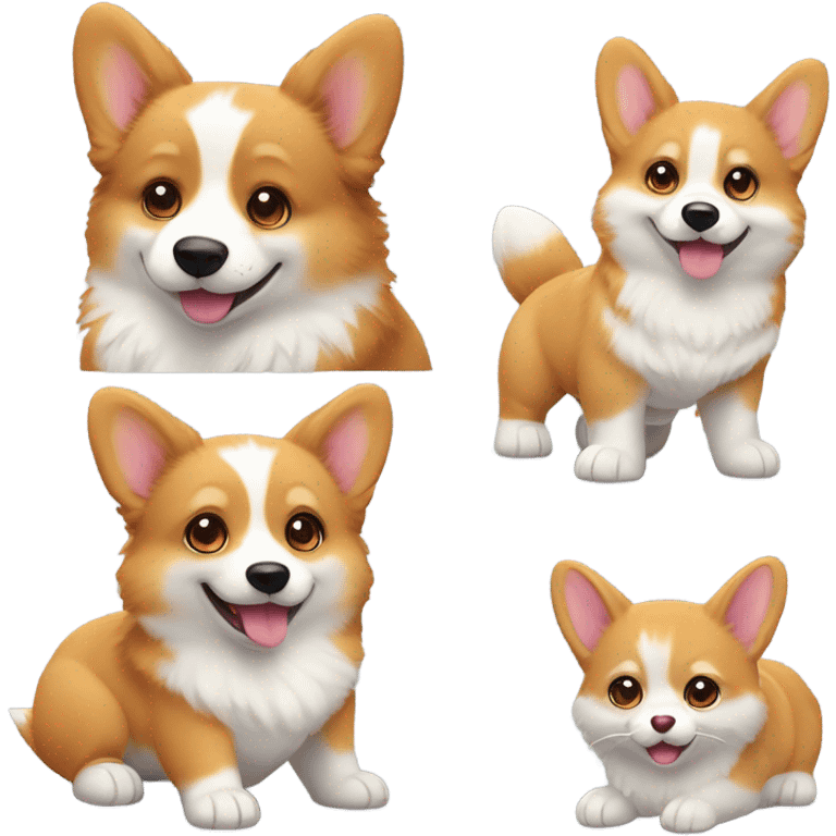 Gray corgi and orange kitten emoji